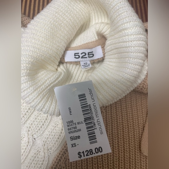 NWT 525 America Tan and Cream Off-the-Shoulder Sweater size XS - Picture 6 of 10